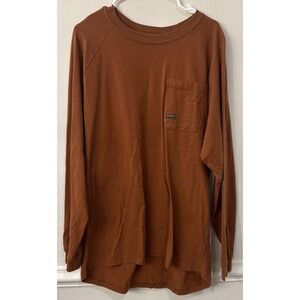 Ariat‎ Rebar Work Shirt Mens XL Brown American Flag Long Sleeve